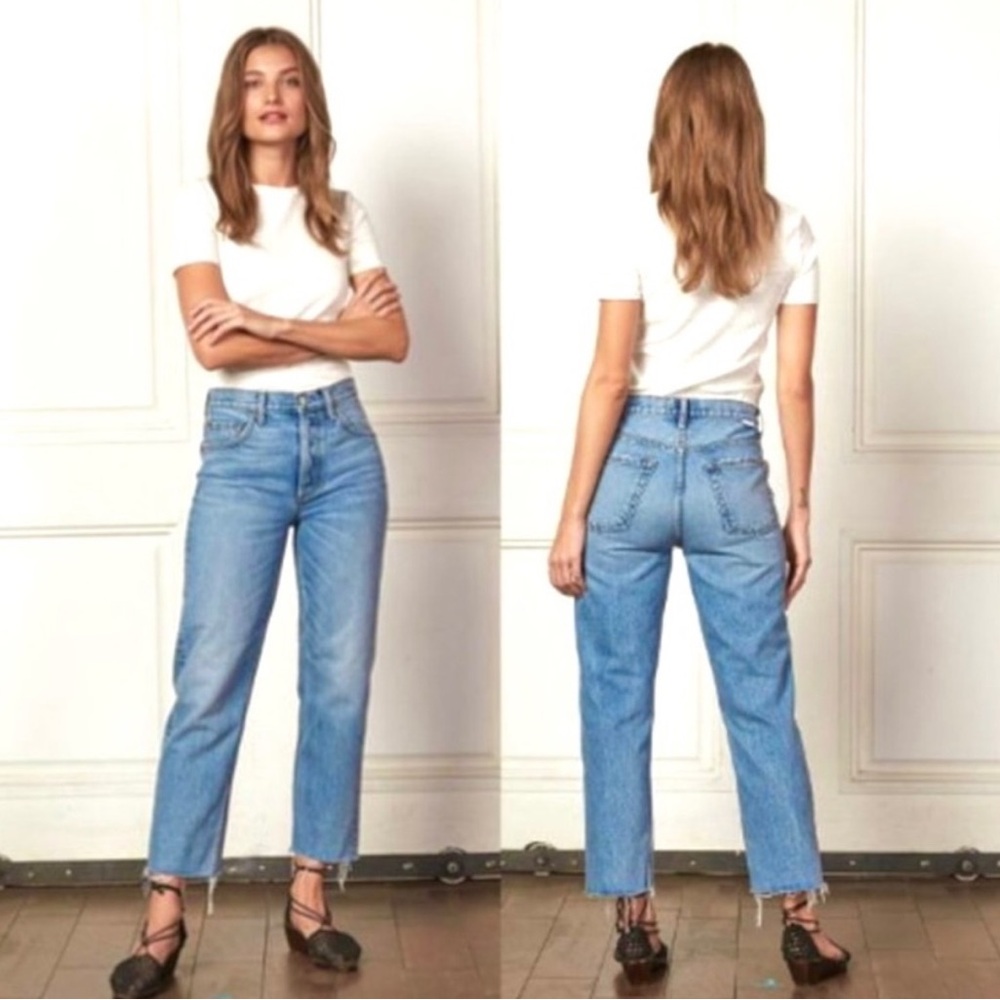 Free People Straight Raw Hem Jeans